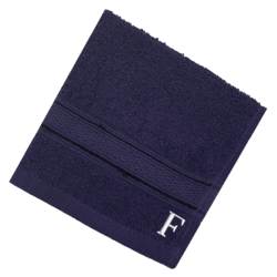 BYFT Daffodil (Navy Blue) Monogrammed Face Towel (30 x 30 Cm-Set of 6) 100% Cotton, Absorbent and Quick dry, High Quality Bath Linen-500 Gsm White Thread Letter "F"