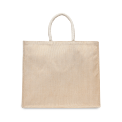 BYFT Laminated Juco Tote Bags with Gusset (Natural) Reusable Eco Friendly Shopping Bag (43.18 x 15.24 x 36.83 Cm) Set of 12 Pcs