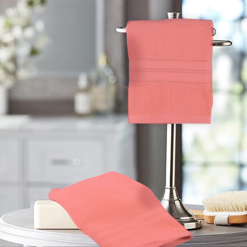 BYFT Home Trendy (Pink) Premium Hand Towel  (50 x 90 Cm - Set of 1) 100% Cotton Highly Absorbent, High Quality Bath linen with Striped Dobby 550 Gsm