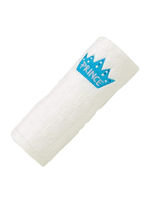 BYFT 100% Cotton Embroidered Prince Bath Towel, 70 x 140cm, White/Blue