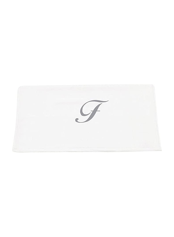 BYFT 100% Cotton Embroidered Letter F Hand Towel, 50 x 80cm, White/Silver