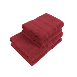 BYFT Home Castle (Maroon) 2 Hand Towel (50 x 90 Cm) & 2 Bath Towel (70 x 140 Cm) 100% Cotton Highly Absorbent, High Quality Bath linen with Diamond Dobby 550 Gsm Set of 4