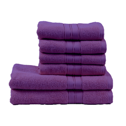 BYFT Home Trendy (Lavender) 4 Hand Towel (50 x 90 Cm) & 2 Bath Towel (70 x 140 Cm) 100% Cotton Highly Absorbent, High Quality Bath linen with Striped Dobby 550 Gsm Set of 6