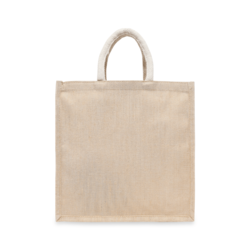 BYFT Laminated Juco Tote Bags with Gusset (Natural) Reusable Eco Friendly Shopping Bag (33.02 x 10.16 x 33.02 Cm) Set of 2 Pcs