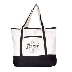 BYFT White Canvas Bag with Black Tape (Beach Vibes)
