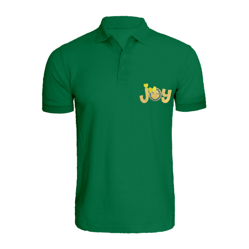 BYFT (Green) Holiday Themed Embroidered Cotton T-shirt (Gingerbread Joy) Unisex Personalized Polo Neck T-shirt (2XL)-Set of 1 pc-220 GSM