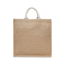 BYFT Laminated Jute Tote Bags with Gusset (Natural) Reusable Eco Friendly Shopping Bag (33.02 x 10.16 x 33.02 Cm) Set of 6 Pcs