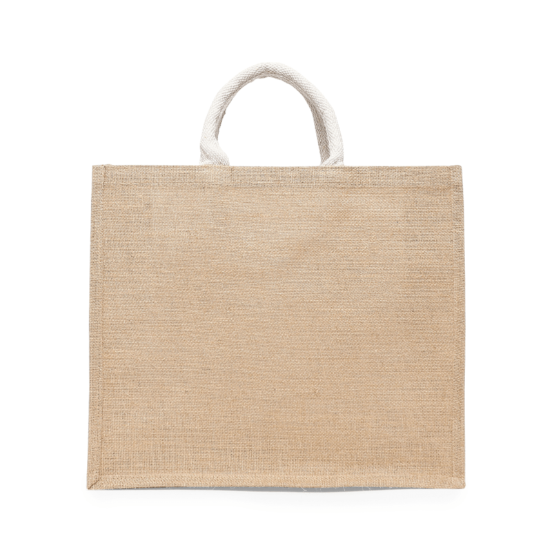 BYFT Laminated Jute Tote Bags with Gusset (Natural) Reusable Eco Friendly Shopping Bag (43.18 x 15.24 x 36.83 Cm) Set of 24 Pcs