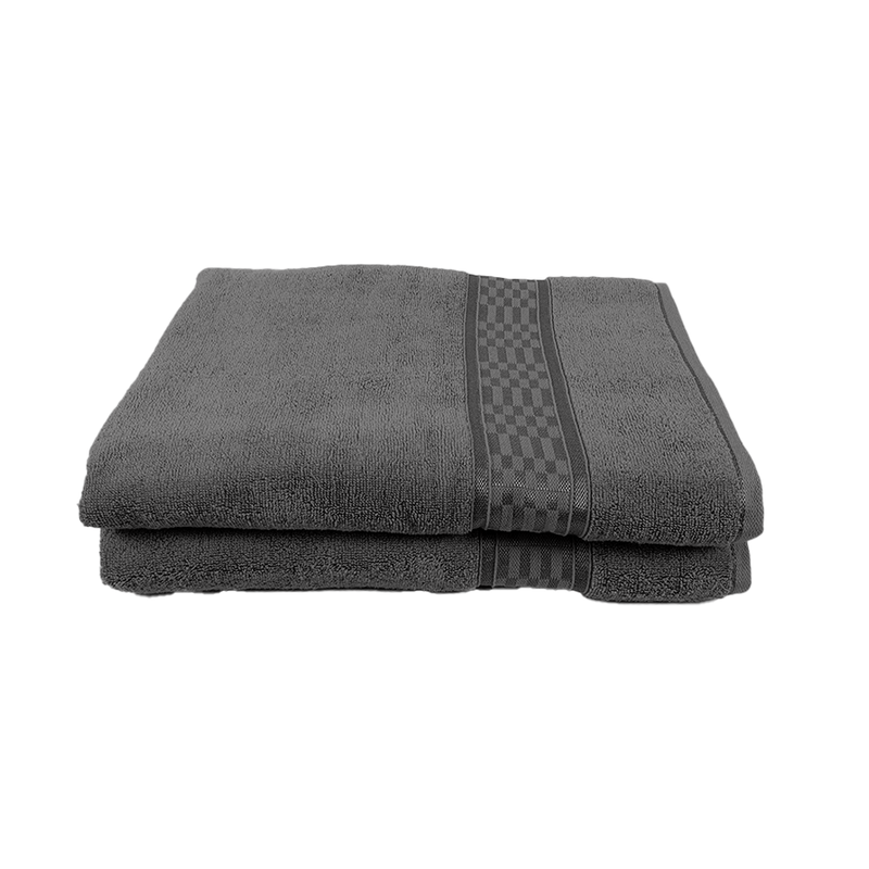 BYFT Home Ultra (Grey) Premium Bath Sheet  (90 x 180 Cm - Set of 2) 100% Cotton Highly Absorbent, High Quality Bath linen with Checkered Dobby 550 Gsm