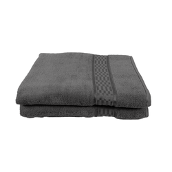 BYFT Home Ultra (Grey) Premium Bath Sheet  (90 x 180 Cm - Set of 2) 100% Cotton Highly Absorbent, High Quality Bath linen with Checkered Dobby 550 Gsm