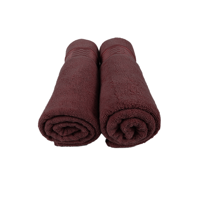 BYFT Home Ultra (Burgundy) Premium Bath Sheet  (90 x 180 Cm - Set of 2) 100% Cotton Highly Absorbent, High Quality Bath linen with Checkered Dobby 550 Gsm