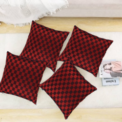 BYFT Checkered Red & Black 16 x 16 Inch Decorative Cushion & Cushion Cover Set of 2