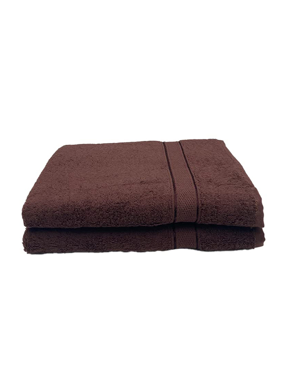 BYFT 2-Piece Daffodil 100% Cotton Bath Towel, 70 x 140cm, Brown