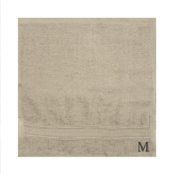 BYFT Daffodil (Light Grey) Monogrammed Face Towel (30 x 30 Cm-Set of 6) 100% Cotton, Absorbent and Quick dry, High Quality Bath Linen-500 Gsm Black Thread Letter "M"