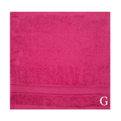 BYFT Daffodil (Fuchsia Pink) Monogrammed Face Towel (30 x 30 Cm-Set of 6) 100% Cotton, Absorbent and Quick dry, High Quality Bath Linen-500 Gsm White Thread Letter "G"