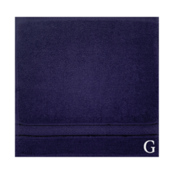 BYFT Daffodil (Navy Blue) Monogrammed Face Towel (30 x 30 Cm-Set of 6) 100% Cotton, Absorbent and Quick dry, High Quality Bath Linen-500 Gsm White Thread Letter "G"