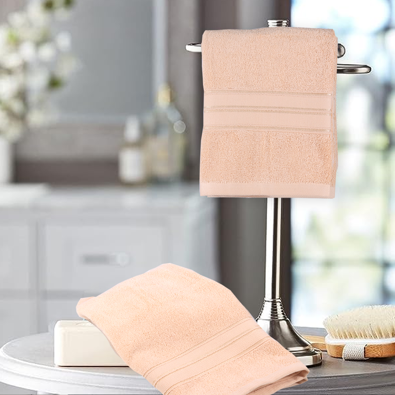 BYFT Home Trendy (Cream) Premium Hand Towel  (50 x 90 Cm - Set of 2) 100% Cotton Highly Absorbent, High Quality Bath linen with Striped Dobby 550 Gsm