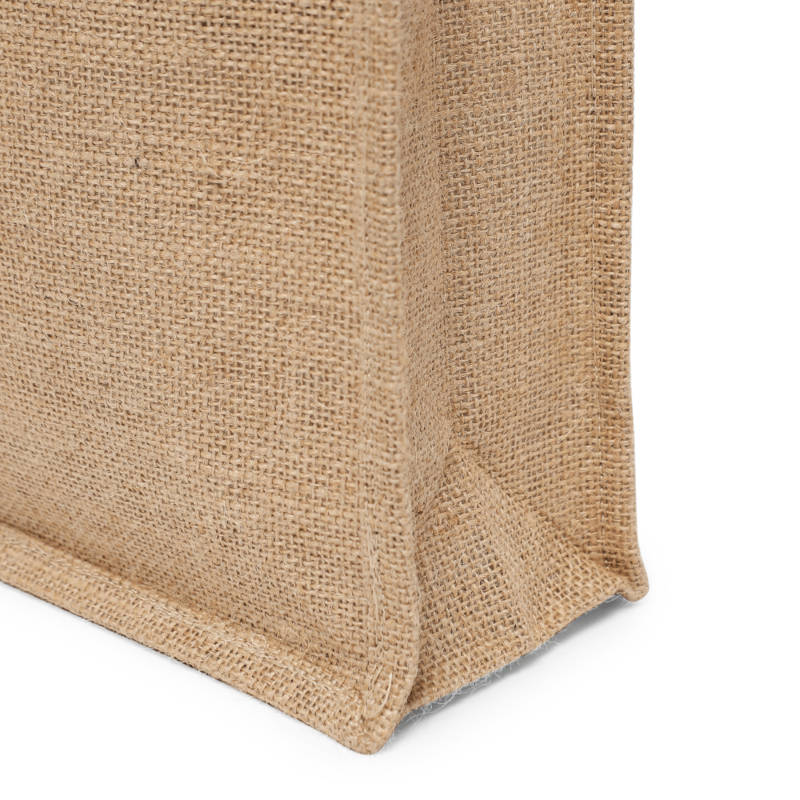 BYFT Laminated Jute Tote Bags with Gusset (Natural) Reusable Eco Friendly Shopping Bag (33.02 x 10.16 x 33.02 Cm) Set of 24 Pcs