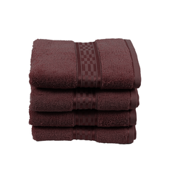 BYFT Home Ultra (Burgundy) Premium Hand Towel  (50 x 90 Cm - Set of 4) 100% Cotton Highly Absorbent, High Quality Bath linen with Checkered Dobby 550 Gsm