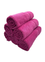 BYFT 6-Piece Daffodil 100% Cotton Bath Towel, 70 x 140cm, Fuchsia Pink