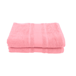 BYFT Home Castle (Pink) Premium Bath Sheet  (90 x 180 Cm - Set of 2) 100% Cotton Highly Absorbent, High Quality Bath linen with Diamond Dobby 550 Gsm