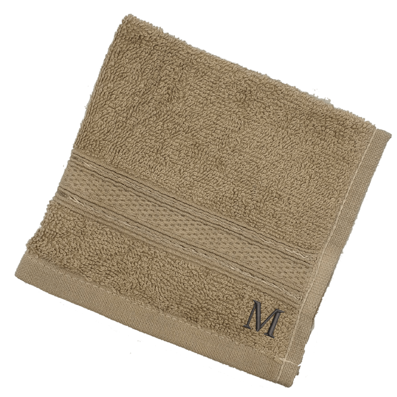 BYFT Daffodil (Light Beige) Monogrammed Face Towel (30 x 30 Cm-Set of 6) 100% Cotton, Absorbent and Quick dry, High Quality Bath Linen-500 Gsm Black Thread Letter "M"