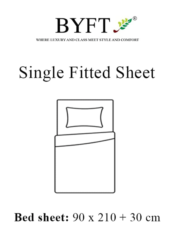 BYFT Tulip 100% Cotton Satin Stripe Fitted Bed Sheet, 300 Tc, 1cm, 90 x 210 + 30cm, Single, Dark Brown