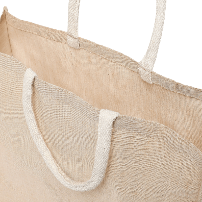 BYFT Laminated Juco Tote Bags with Gusset (Natural) Reusable Eco Friendly Shopping Bag (43.18 x 15.24 x 36.83 Cm) Set of 2 Pcs