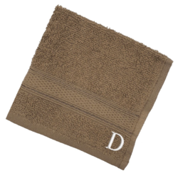 BYFT Daffodil (Dark Beige) Monogrammed Face Towel (30 x 30 Cm - Set of 6) 100% Cotton, Absorbent and Quick dry, High Quality Bath Linen- 500 Gsm White Thread Letter "D"