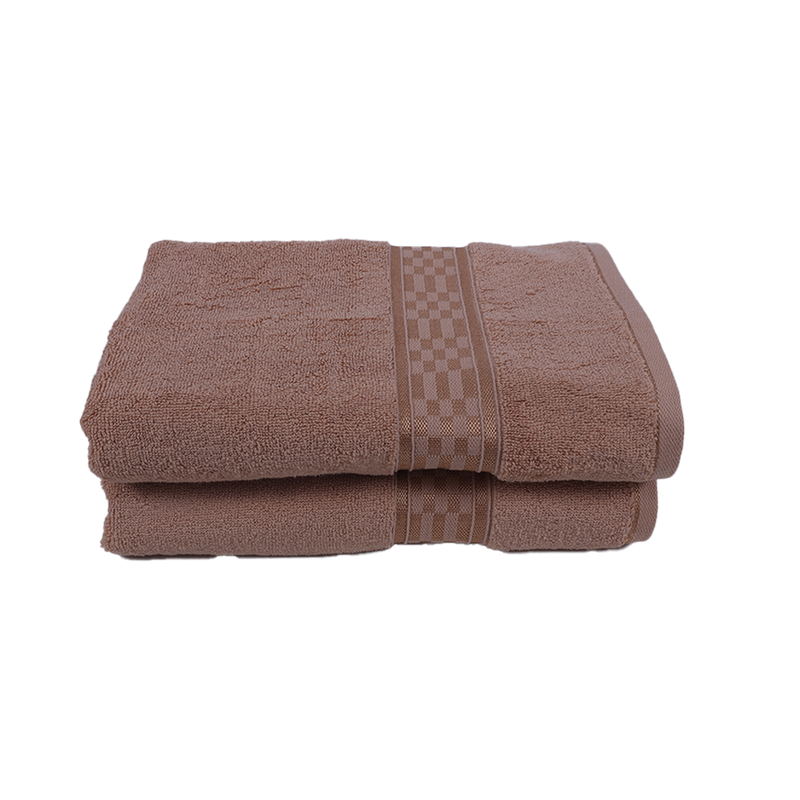 BYFT Home Ultra (Beige) Premium Bath Towel  (70 x 140 Cm - Set of 2) 100% Cotton Highly Absorbent, High Quality Bath linen with Checkered Dobby 550 Gsm