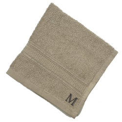 BYFT Daffodil (Light Grey) Monogrammed Face Towel (30 x 30 Cm-Set of 6) 100% Cotton, Absorbent and Quick dry, High Quality Bath Linen-500 Gsm Black Thread Letter "M"
