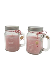 BYFT Home Fragrances Jar Candles for Relaxation with Vanilla Rose Scent, 2 x 180g, Pink