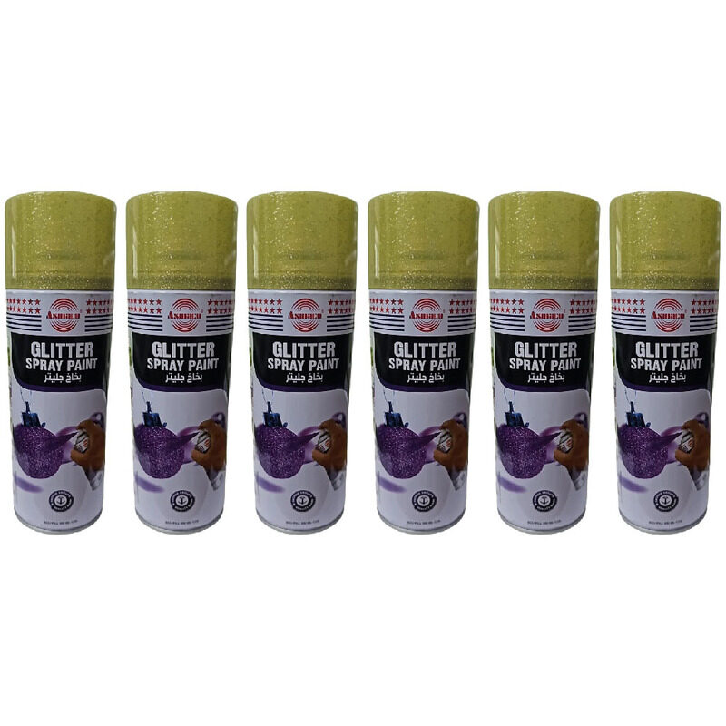 

Asmaco Glitter Spray Paint - Yellow - 400 Ml - Set of 06