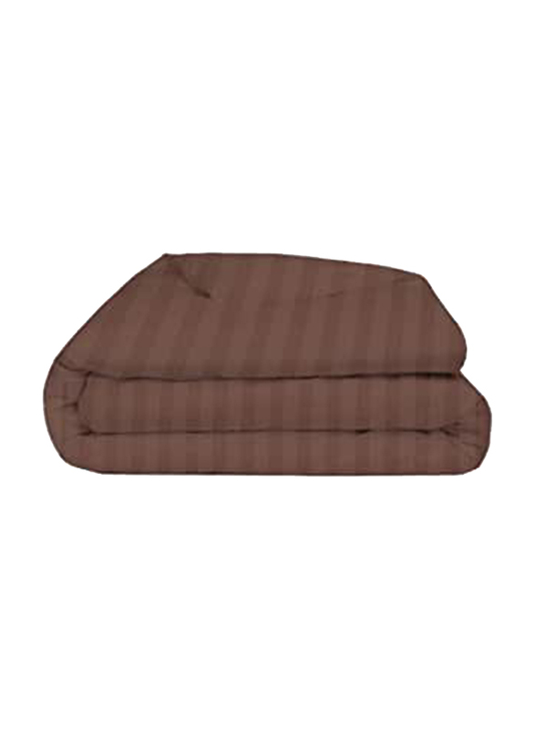 BYFT Tulip 100% Cotton Satin Stripe Duvet Cover, 300 Tc, 1cm, 225 x 245 + 30cm, Queen, Dark Brown