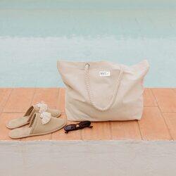 BYFT Natural Cotton Canvas Tote Bag with String Handle