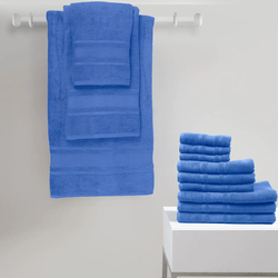BYFT Home Castle (Blue) Premium Hand Towel  (50 x 90 Cm - Set of 4) 100% Cotton Highly Absorbent, High Quality Bath linen with Diamond Dobby 550 Gsm