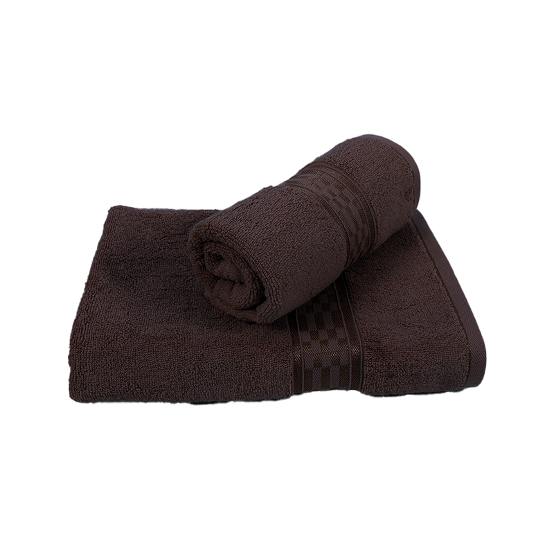 BYFT Home Ultra (Brown) Hand Towel (50 x 90 Cm) & Bath Towel (70 x 140 Cm) 100% Cotton Highly Absorbent, High Quality Bath linen with Checkered Dobby 550 Gsm Set of 2