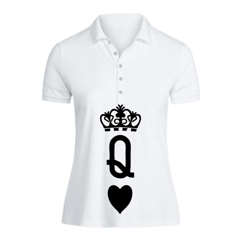 BYFT (White) Printed Cotton T-shirt (Crown Queen Heart) Personalized Polo Neck T-shirt For Women (Large)-Set of 1 pc-220 GSM