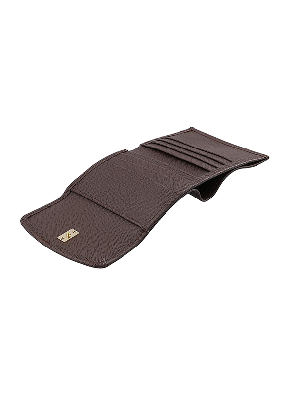 Jafferjees Lilac Leather Tri-Fold Wallet for Women, Brown