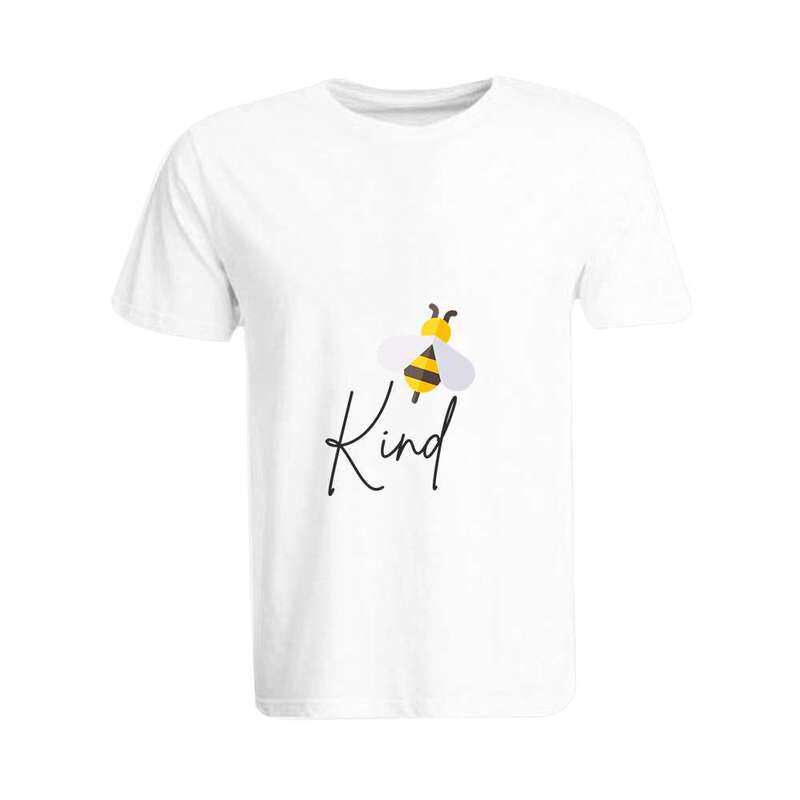 

BYFT (White) Printed Cotton T-shirt (Bee Kind) Personalized Round Neck T-shirt For Women (Small)-Set of 1 pc-190 GSM