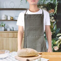 BYFT Orchard Kitchen Apron- with White polka Dots ( Grey )