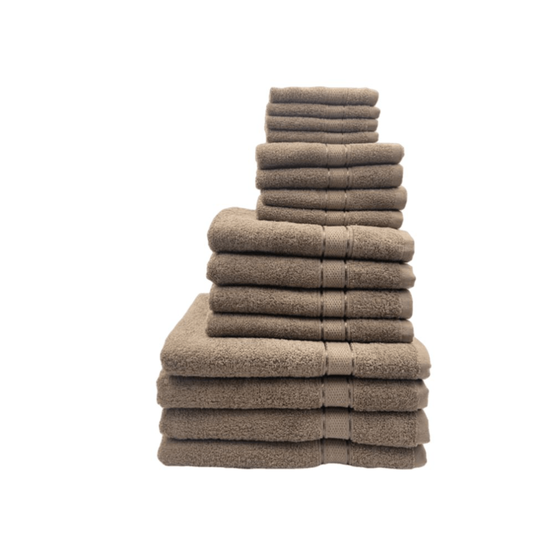 BYFT Daffodil (Dark Beige) 100% Cotton Premium Bath Linen Set (4 Face, 4 Hand, 4 Adult Bath, & 4 Kids Bath Towels) Super Soft, Quick Dry, and Highly Absorbent Family Bath Linen Pack -Set of 16 Pcs