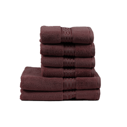 BYFT Home Ultra (Burgundy) 4 Hand Towel (50 x 90 Cm) & 2 Bath Towel (70 x 140 Cm) 100% Cotton Highly Absorbent, High Quality Bath linen with Checkered Dobby 550 Gsm Set of 6