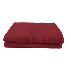 BYFT Home Castle (Maroon) Premium Bath Towel  (70 x 140 Cm - Set of 2) 100% Cotton Highly Absorbent, High Quality Bath linen with Diamond Dobby 550 Gsm