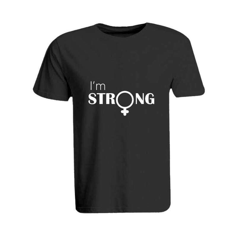 

BYFT (Black) Printed Cotton T-shirt (I am Strong) Personalized Round Neck T-shirt For Women (Small)-Set of 1 pc-190 GSM