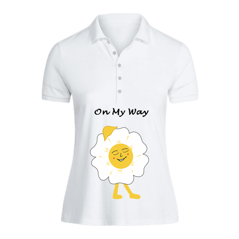 BYFT (White) Printed Cotton T-shirt (On my way Daisy) Personalized Polo Neck T-shirt For Women (Medium)-Set of 1 pc-220 GSM