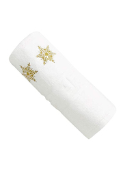 BYFT 100% Cotton Embroidered Snow Flake Hand Towel, 50 x 80cm, White/Gold
