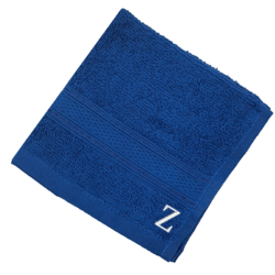 BYFT Daffodil (Royal Blue) Monogrammed Face Towel (30 x 30 Cm-Set of 6) 100% Cotton, Absorbent and Quick dry, High Quality Bath Linen-500 Gsm White Thread Letter "Z"