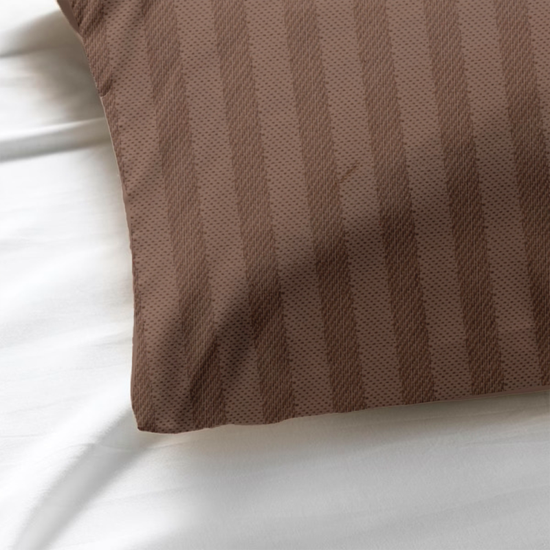 BYFT Tulip (Dark Brown) King Size Flat Sheet and pillow case Set with 1 cm Satin Stripe (Set of 2 Pcs) 100% Cotton Percale Soft and Luxurious Hotel Quality Bed linen -300 TC