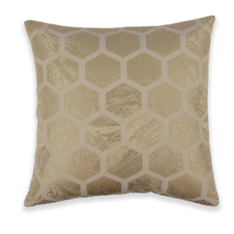 BYFT Golden Honeycomb Pale Gold 16 x 16 Inch Decorative Cushion & Cushion Cover Set of 2
